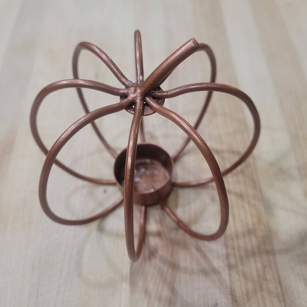 Copper Colored Pumpkin Shaped Candle Holder